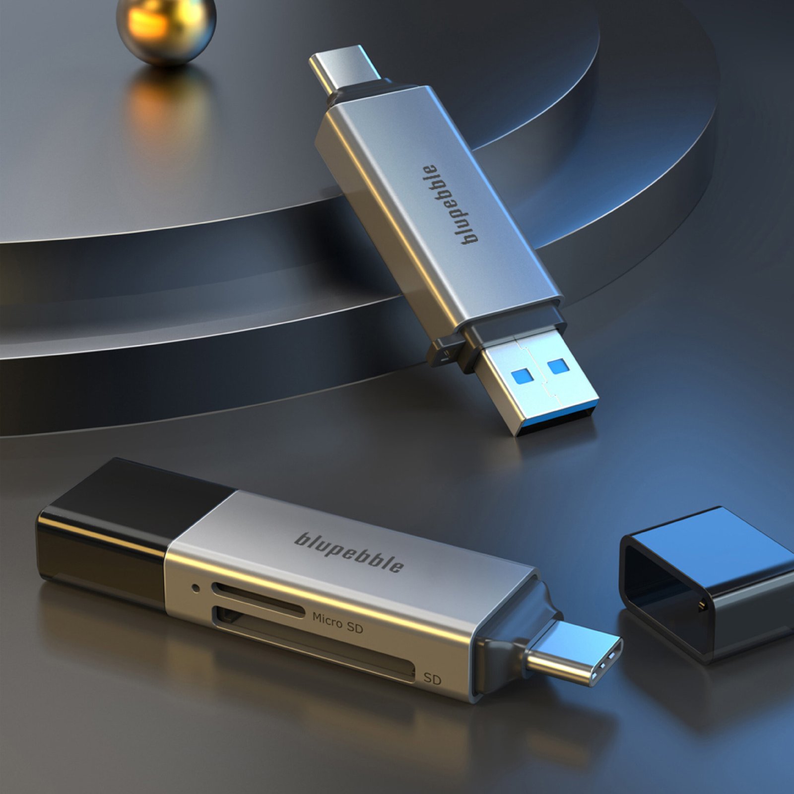 BLUPEBBLE USB3.0 A+USB TYPE C CARD READER BP-ACMCD2AG-GY thumbnail 8