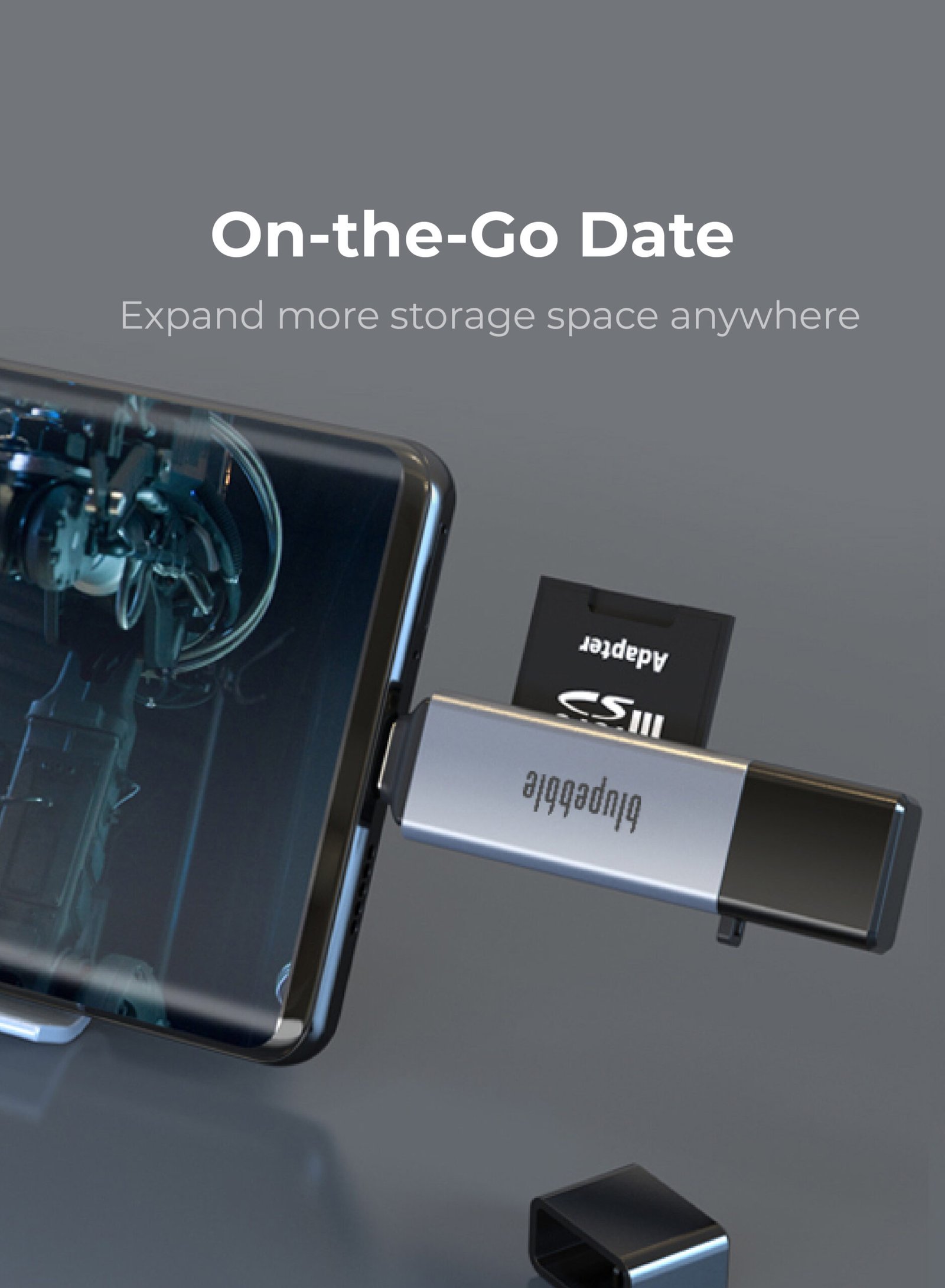 BLUPEBBLE USB3.0 A+USB TYPE C CARD READER BP-ACMCD2AG-GY thumbnail 3
