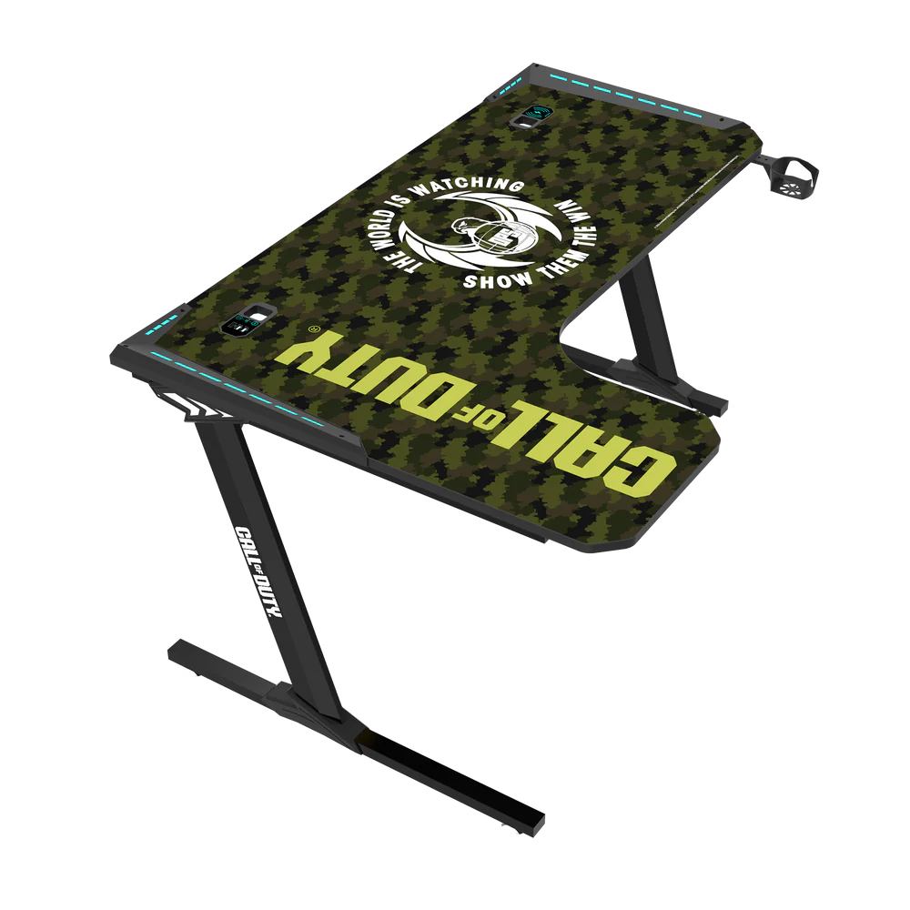 GameOn Phantom XL L-Shaped RGB Flowing Light Gaming Desk (Black/Green, COD-PHANTOMXL-L-02) - Dynamic and Spacious Setup for Gamers thumbnail 12