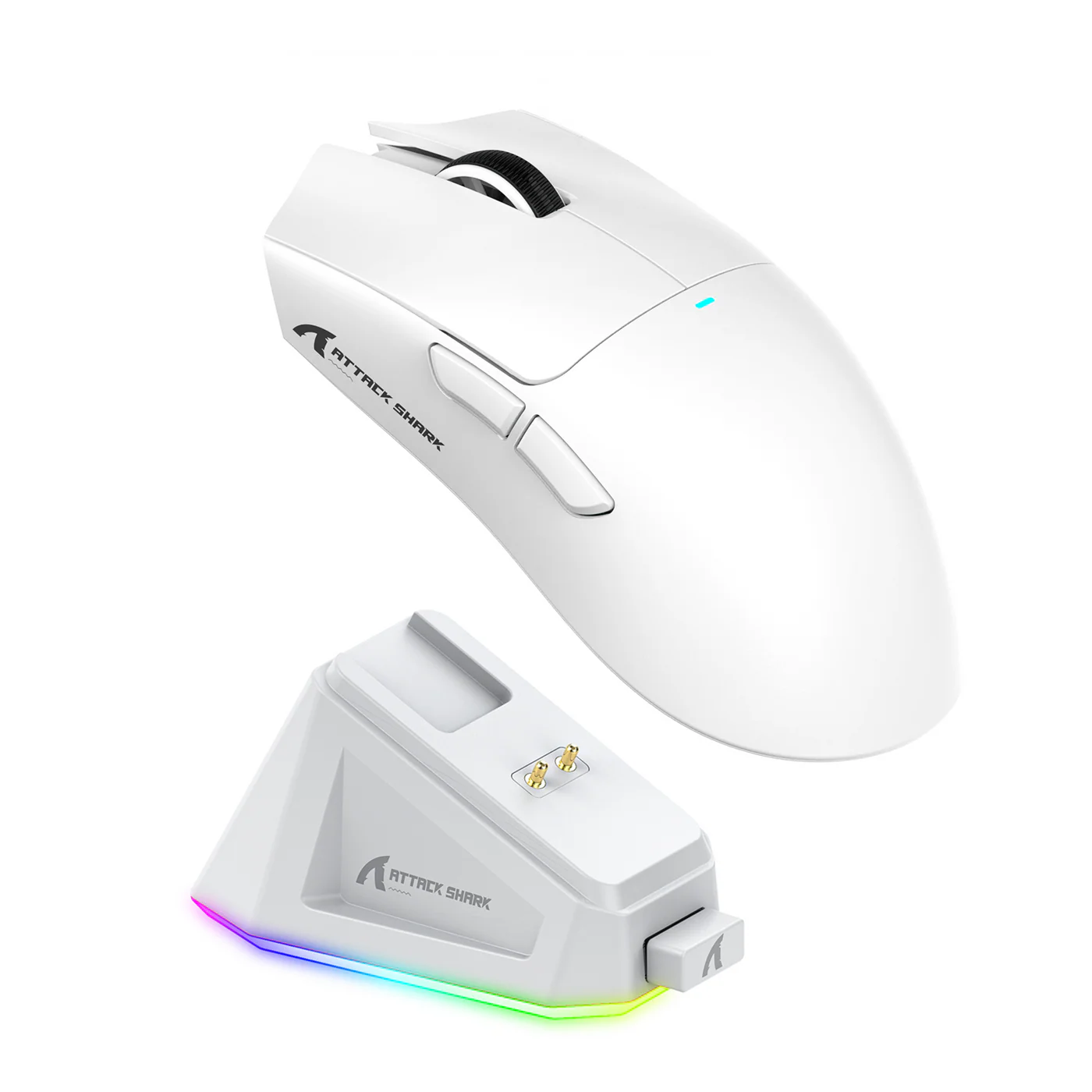 ATTACK SHARK LIGHTWEIGHT WIRELESS GAMING MOUSE WITH RGB CHARGING DOCK WHITE X11