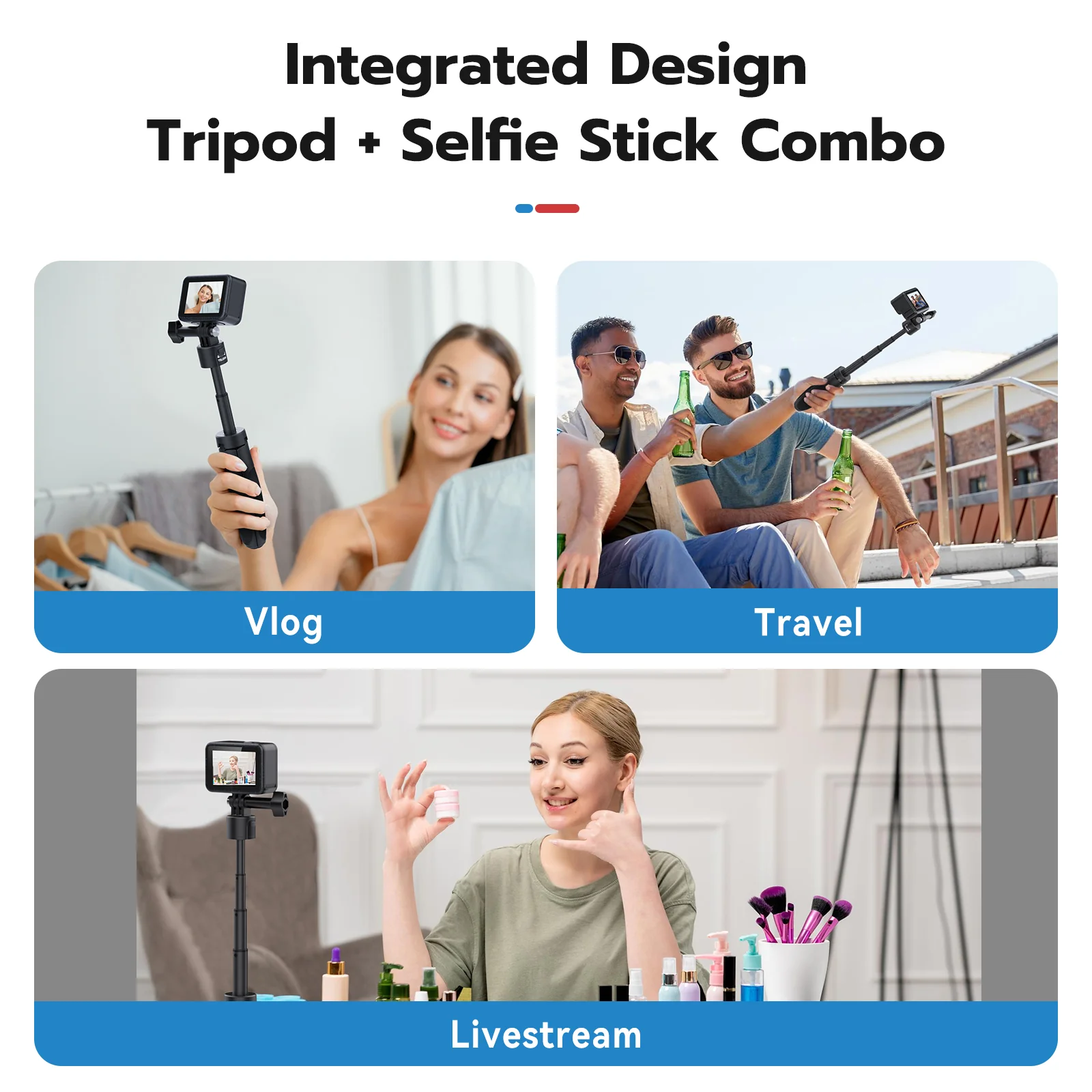 TELESIN QUICK RELEASE SELFIE STICK MINI TRIPOD S1-MNP-02 thumbnail 3