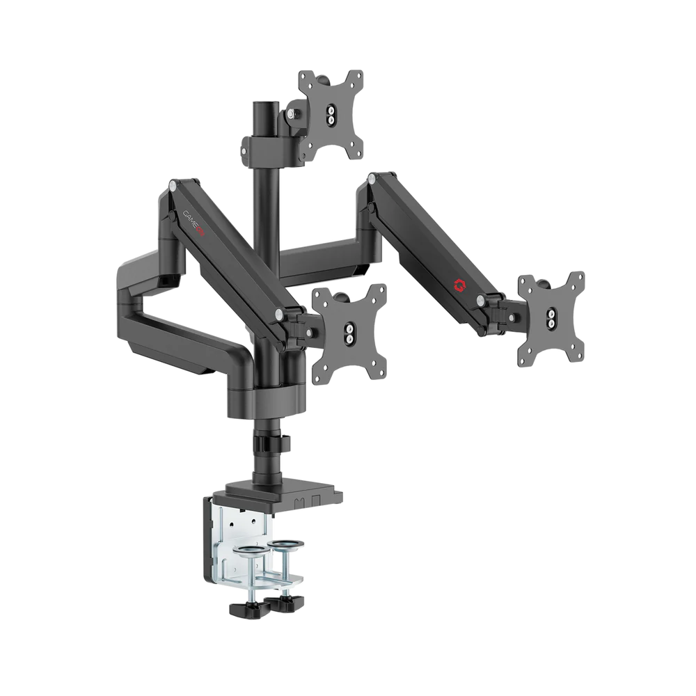 GameOn Triple Monitor Arm Stand and Mount (GO-5367) - Adjustable and Sturdy Multi-Screen Setup thumbnail 3