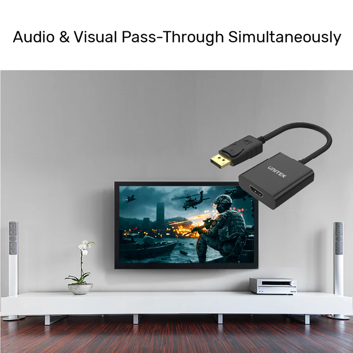 UNITEK DISPLAY PORT TO HDMI ADAPTER BLACK Y-5118DA thumbnail 5