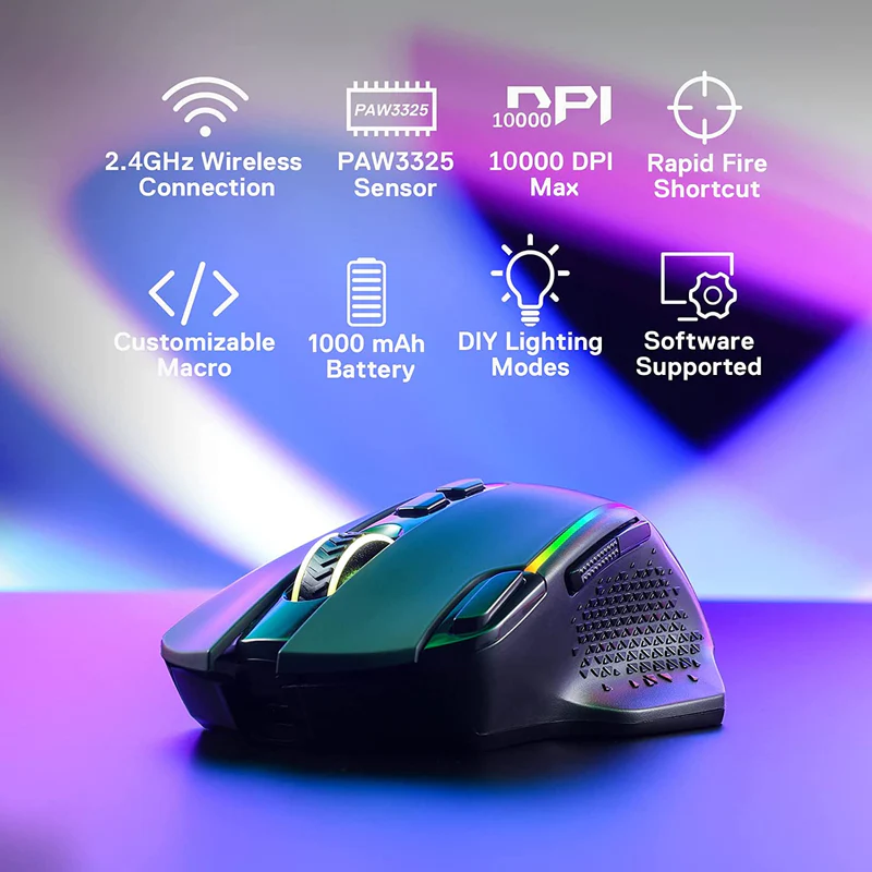 REDRAGON TAIPAN PRO WIRED/WIRELESS GAMING MOUSE M810RGB-PRO thumbnail 3