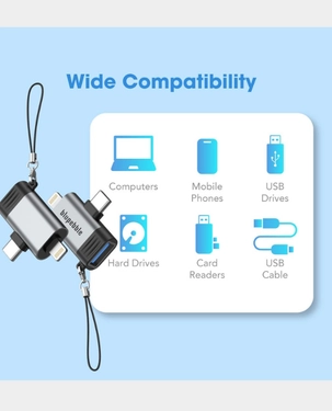 BLUPEBBLE 3 IN 1 USB A TO USB C & LIGHTNING ADAPTER GRAY BP-OTGA2CNL-GY thumbnail 4