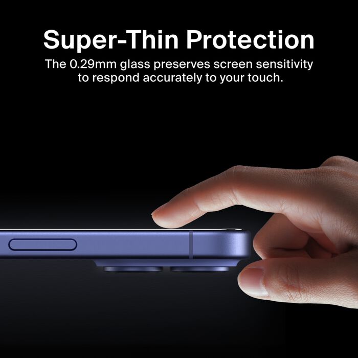 BELKIN SCREEN FORCE IPHONE 16 INVISI GLASS TREATED SCREEN PROTECTOR OVA172HQ thumbnail 6