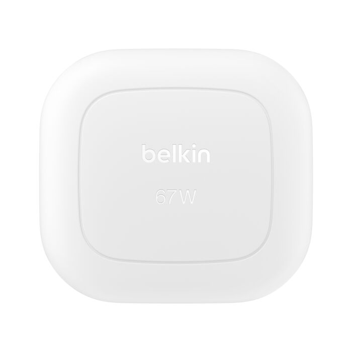 BELKIN BOOST CHARGE PRO DUAL USB C 67W GAN WALL CHARGER WHITE WCH020MYWH