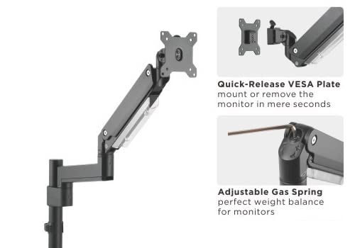 GAMEON GO-2083 POLE MOUNTED GAS SPRING DUAL MONITOR ARM 17-35-INCH BLACK thumbnail 8