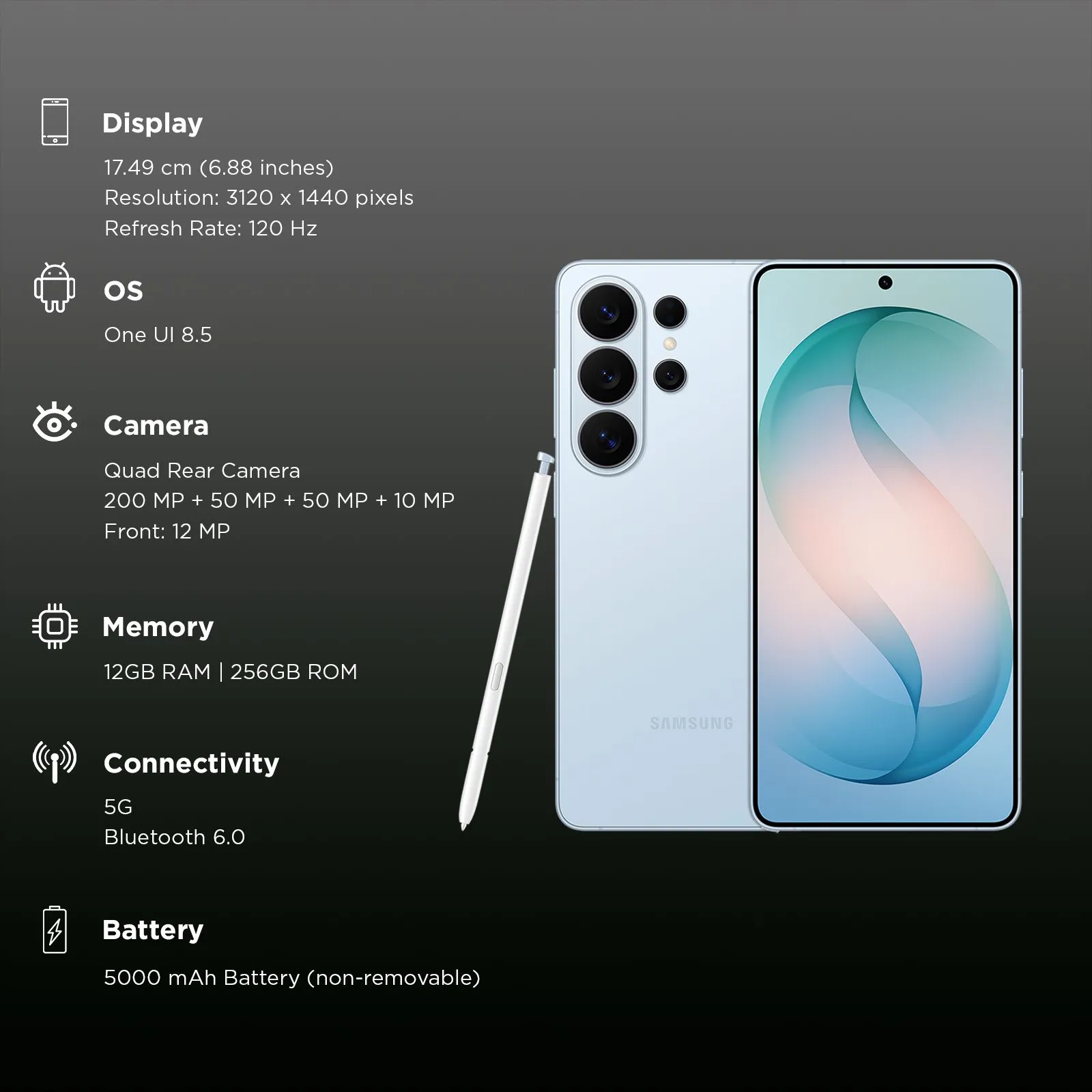 SAMSUNG GALAXY S26 ULTRA 5G 12GB 256GB SKY BLUE SM-S948BDS thumbnail 9