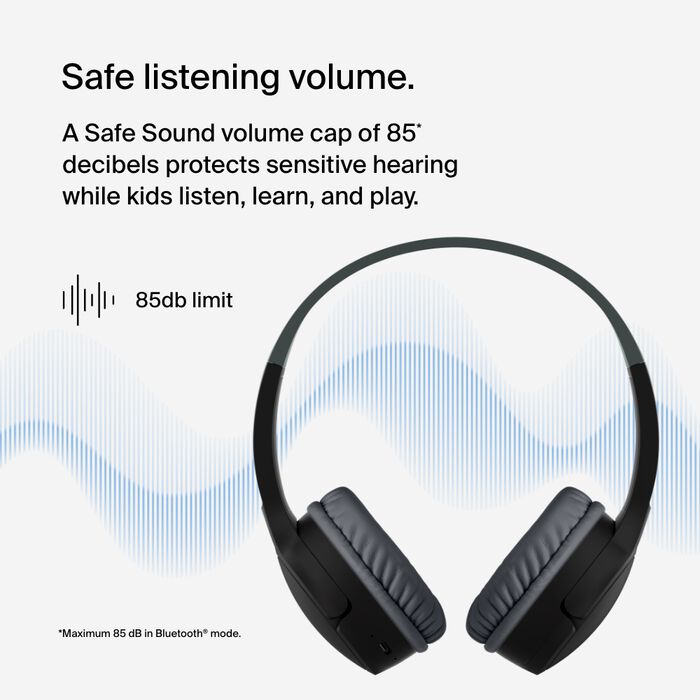 BELKIN SOUNDFORM MINI WIRELESS ON EAR HEADPHONES FOR KIDS WITH USB C BLACK AUD002BTBKV3 thumbnail 2