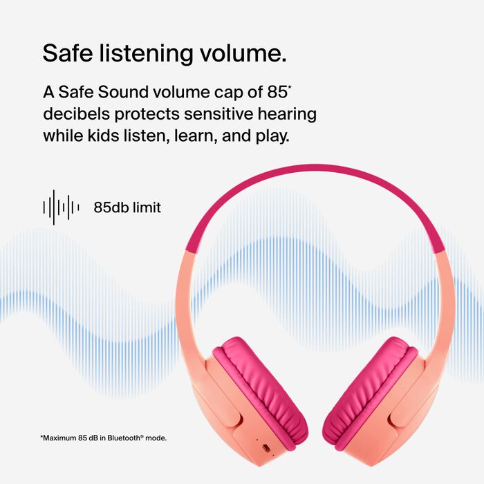 BELKIN SOUNDFORM MINI WIRELESS ON EAR HEADPHONES FOR KIDS WITH USB C PINK AUD002BTPKV3 thumbnail 2