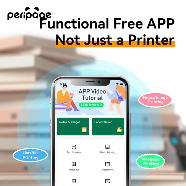 PeriPage A40 Mini Printer (Grey) - Portable and Efficient Wireless Printing Solution thumbnail 7