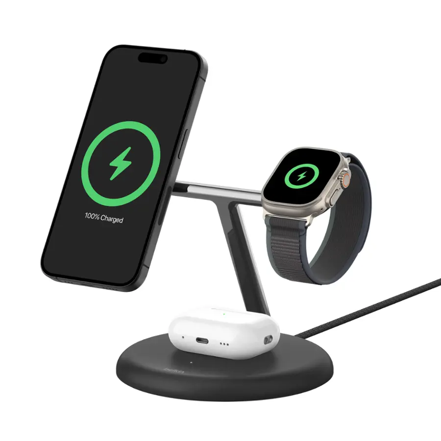 BELKIN BOOST CHARGE PRO 3 IN 1 WIRELESS CHARGING STAND WITH MAGSAFE BLACKWIZ017MYBK thumbnail 2