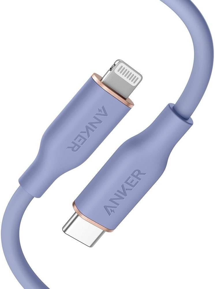 ANKER POWERLINE III FLOW USB C WITH LIGHTNING CONNECTOR 3FT BLUE A8662H31 thumbnail 2