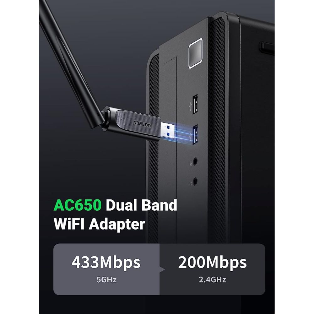 UGREEN AC650 HIGH GAIN DUAL BAND WIRELESS USB ADAPTER 90339 thumbnail 6