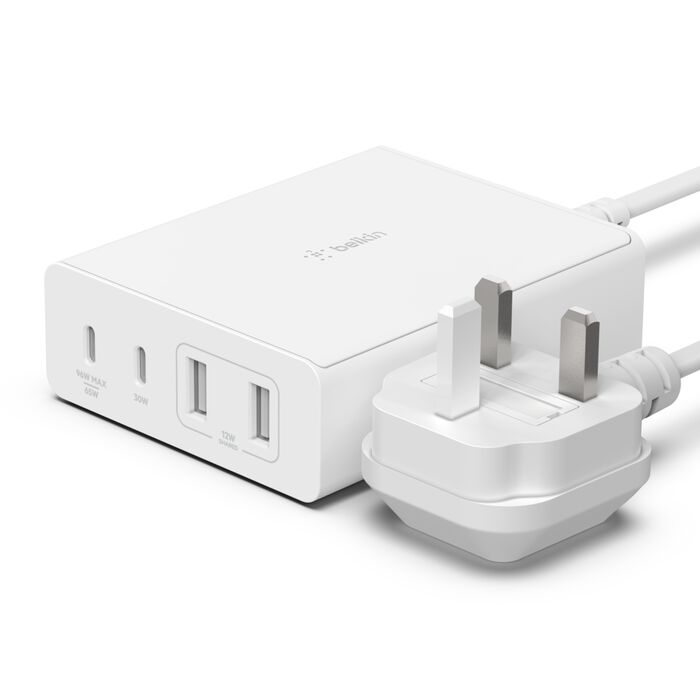 BELKIN CHARGE PRO 108W 4 PORT GAN CHARGER WHITE WCH010MYWH