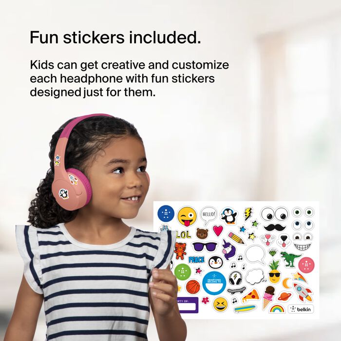BELKIN SOUNDFORM MINI WIRELESS ON EAR HEADPHONES FOR KIDS WITH USB C PINK AUD002BTPKV3 thumbnail 6