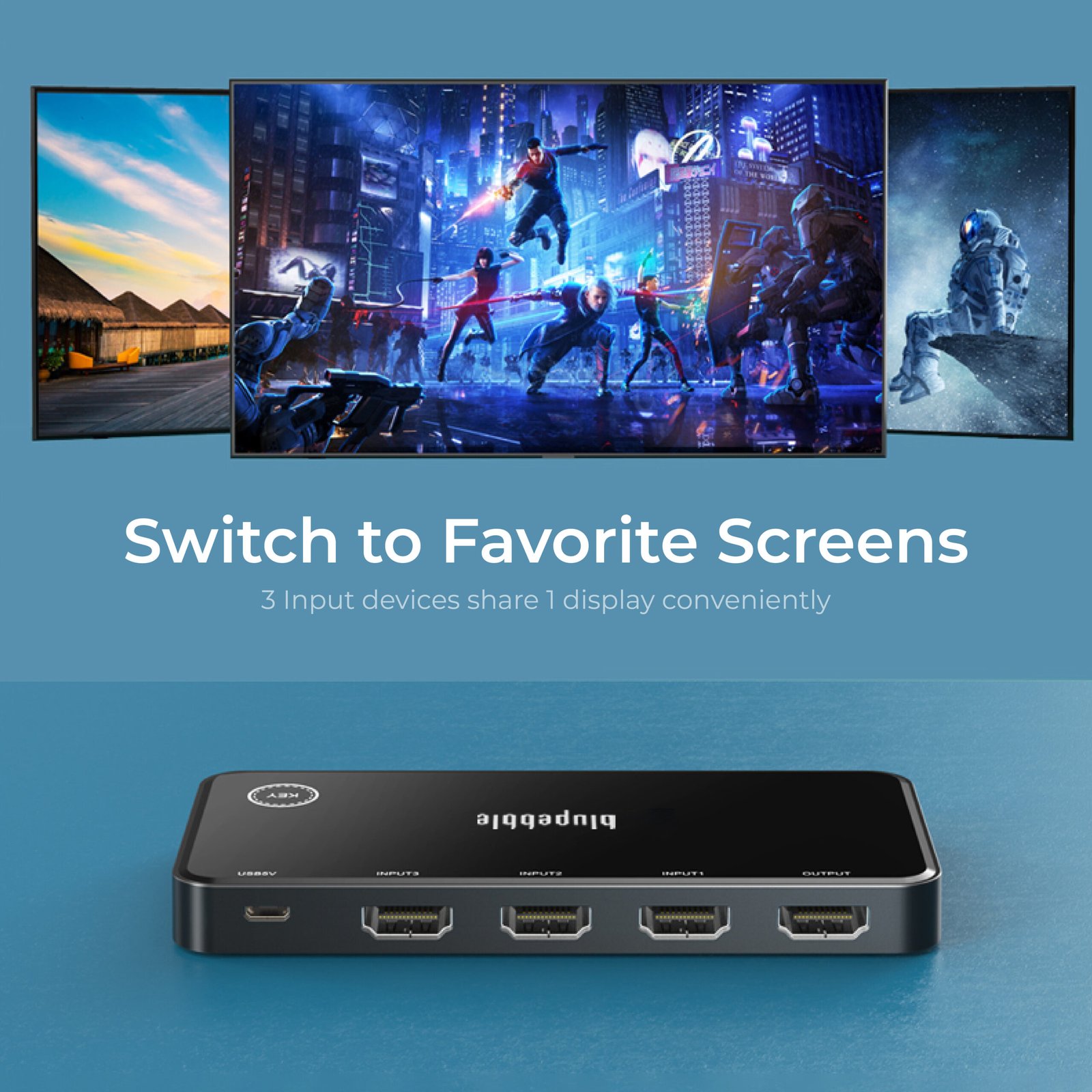 BLUPEBBLE 3IN1 HDMI SWITCH SPACE GRAY BP-HS4K3PB-SG thumbnail 4