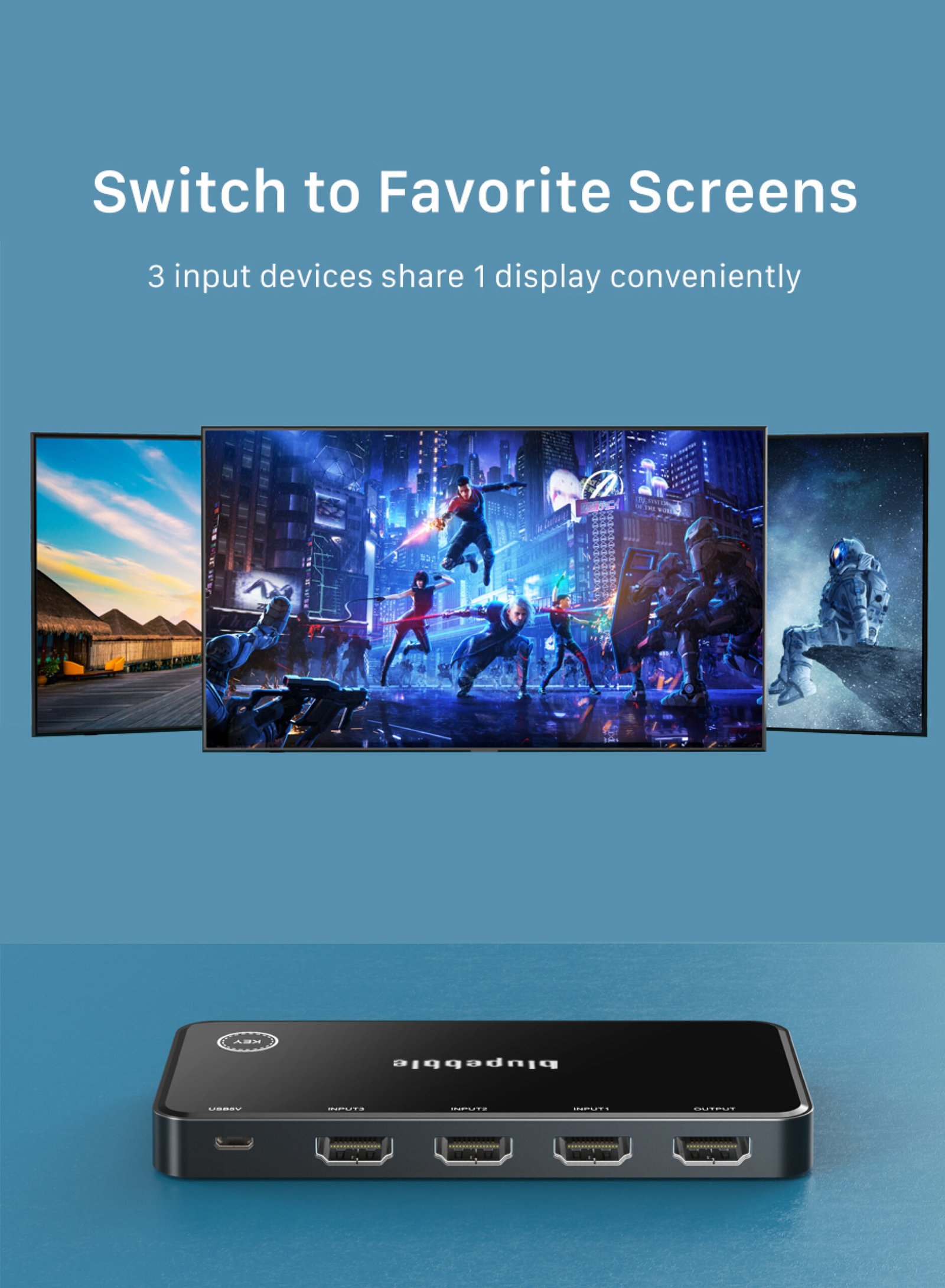 BLUPEBBLE 3IN1 HDMI SWITCH SPACE GRAY BP-HS4K3PB-SG thumbnail 7