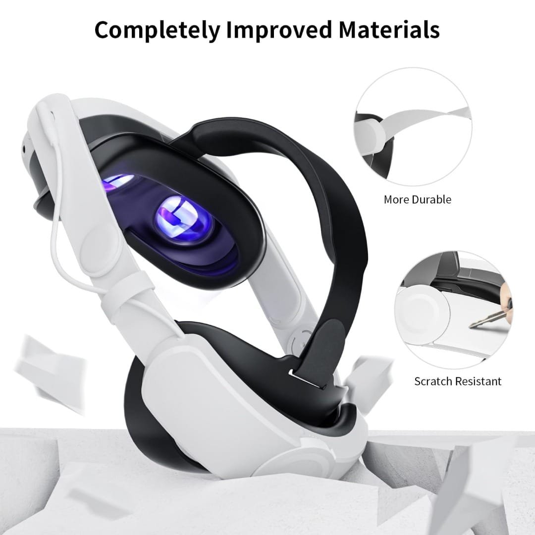 BLUPEBBLE ELITE ADJUSTABLE HEAD STRAP Q3 FOR META QUEST 3 WHITE BP-VRQ3HSTRAP-WH thumbnail 8