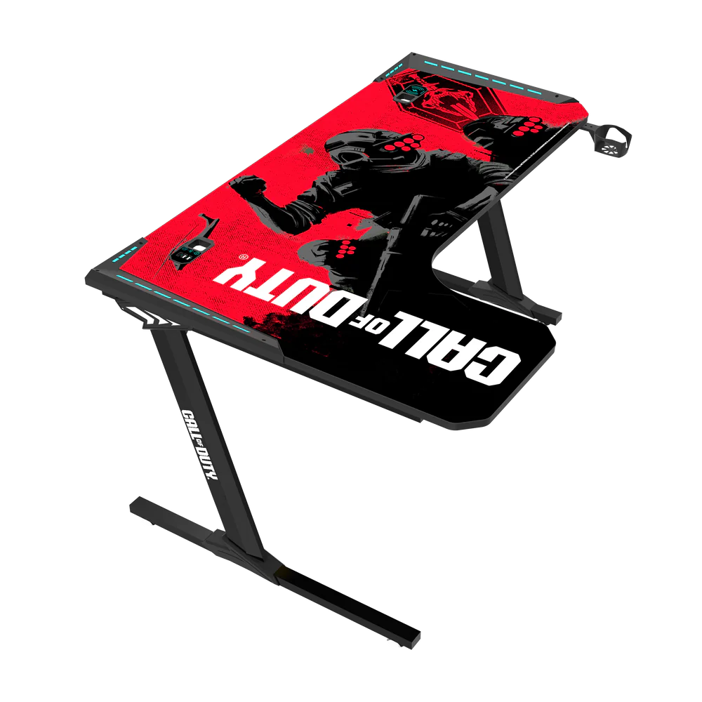 GameOn Phantom XL L-Shaped RGB Flowing Light Gaming Desk (Black/Red, COD-PHANTOMXL-L-01) - Stylish and Spacious Gaming Setup thumbnail 11