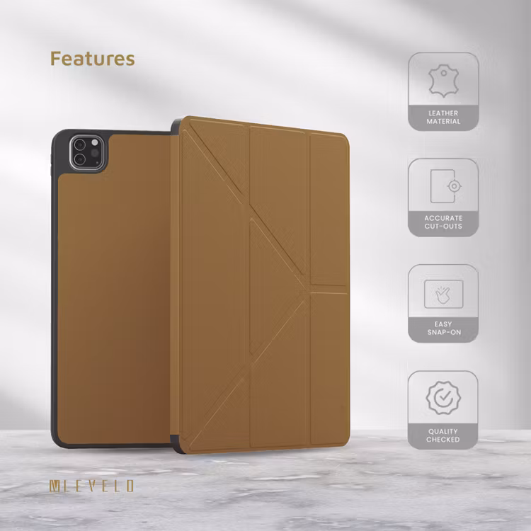 LEVELO IPAD PRO 12.9 INCH ELEGANT HYBRID LEATHER MAGNETIC CASE BROWN LVLELGP12BR thumbnail 3