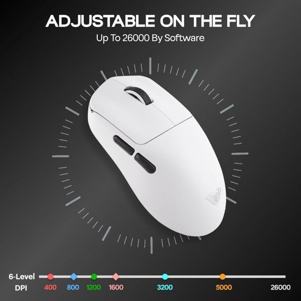 AULA ERGONOMIC TRI MODE WIRELESS GAMING MOUSE 26000 DPI WITH PAW3395 SENSOR SC900 PRO WHITE thumbnail 4