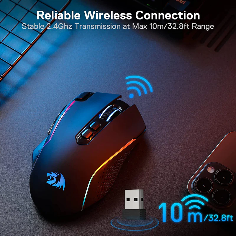 REDRAGON TAIPAN PRO WIRED/WIRELESS GAMING MOUSE M810RGB-PRO thumbnail 4
