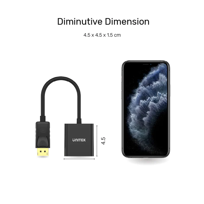 UNITEK DISPLAY PORT TO HDMI ADAPTER BLACK Y-5118DA thumbnail 4
