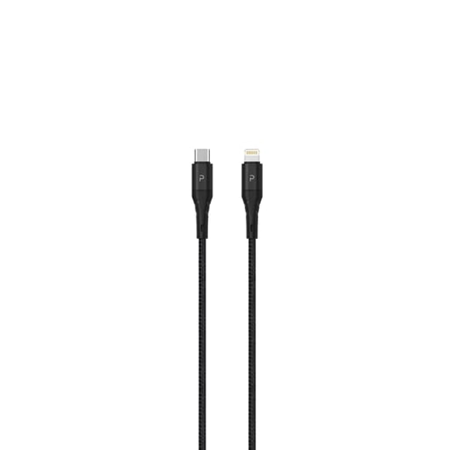 PAWA NYLON BRAIDED 20W QUICK CHARGING 1.2M BRAIDED DATA CABLE USB C LIGHTNING BLACK PW-12BDCTOL-BK