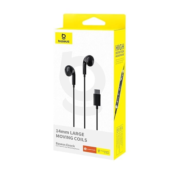 BASEUS ENCOK CZ17 SEMI IN EAR WIRED EARPHONE TYPE C BLACK thumbnail 7
