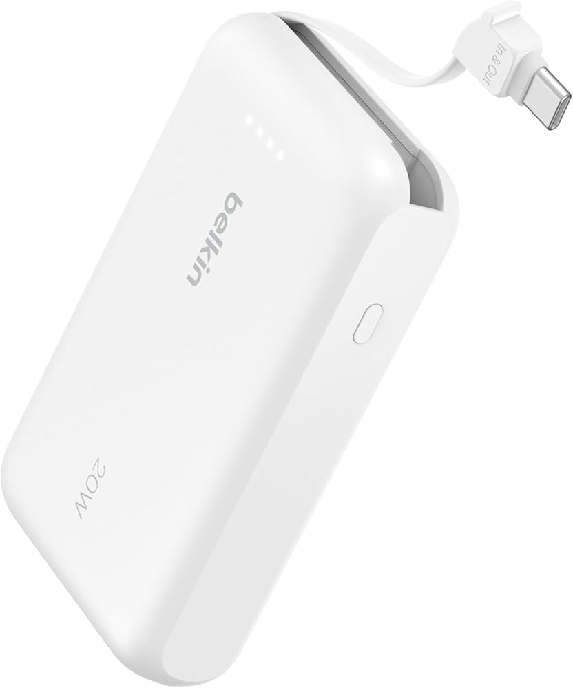 BELKIN BOOST CHARGE POWER BANK 10K WITH INTEGRATED CABLE 20W WHITE BPB021HQWH