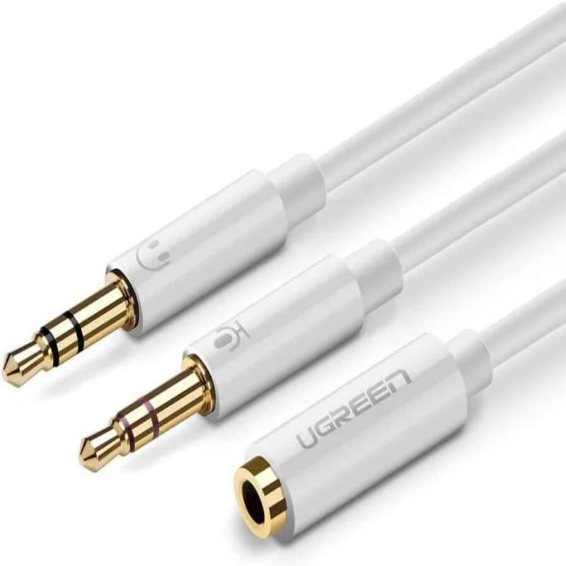 UGREEN 3.5MM FEMALE TO 2 MALE AUDIO CABLE ABS CASE WHITE 20897 thumbnail 3