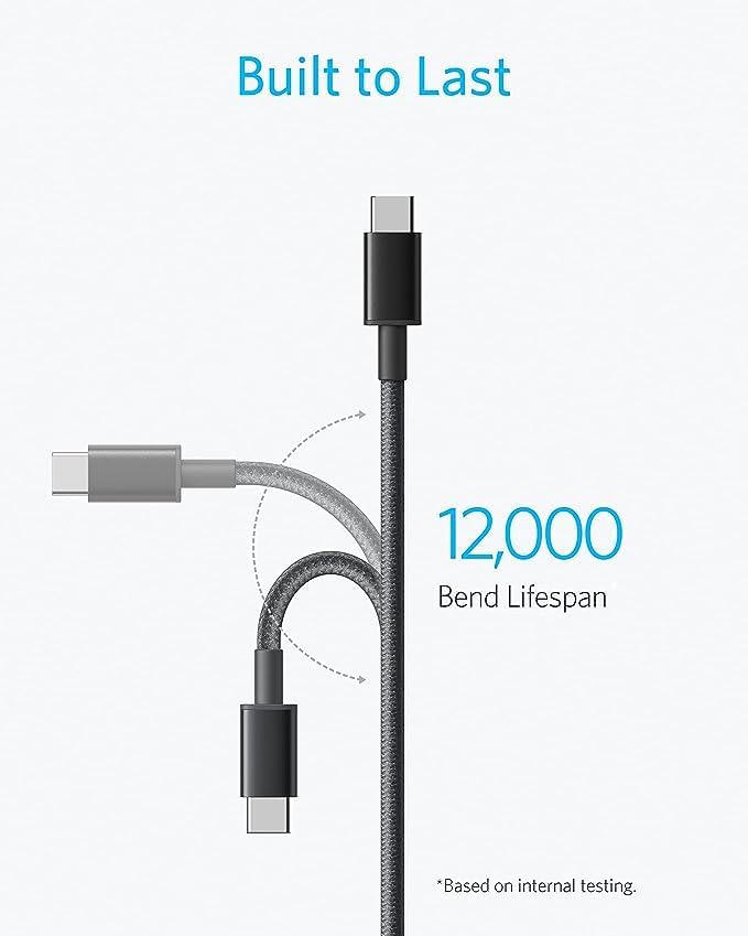 ANKER 322 USB C TO USB C  6FT 60W NYLON CABLE BLACK A8753H11 thumbnail 3