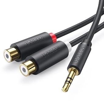 UGREEN 3.5MM MALE TO 2RCA FEMALE CABLE 25CM GRAY 10547
