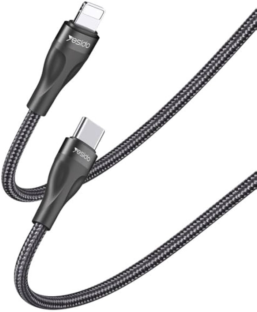 YESIDO 12W USB-C TO LIGHTNING CABLE 30CM BLACK CA82