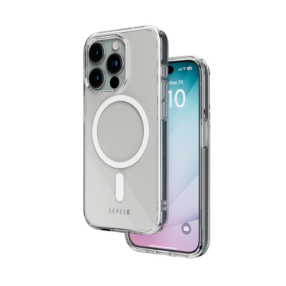 LEVELO MAGSAFE CLARA IPHONE 15 PRO MAX ULTIMATE IMPACT RESISTANCE CASE CLEAR