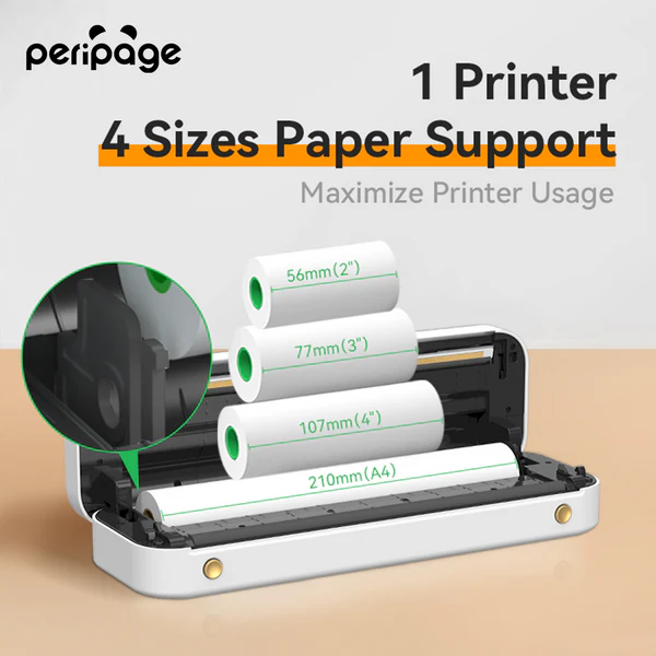 PeriPage A40 Mini Printer (Grey) - Portable and Efficient Wireless Printing Solution thumbnail 4