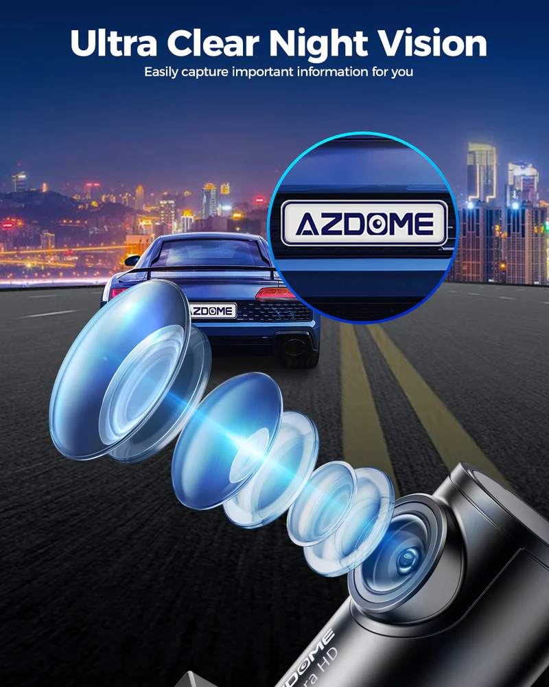 AZDOME 4K Front and Rear Dash Camera Kit with 64GB Memory Card - M300S thumbnail 8
