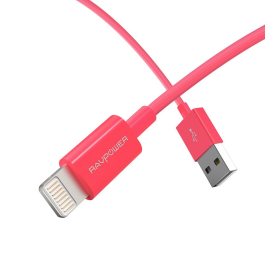 RAVPOWER TYPE-C TO LIGHTNING NYLON CABLE 0.3M PINK RP-CB1003