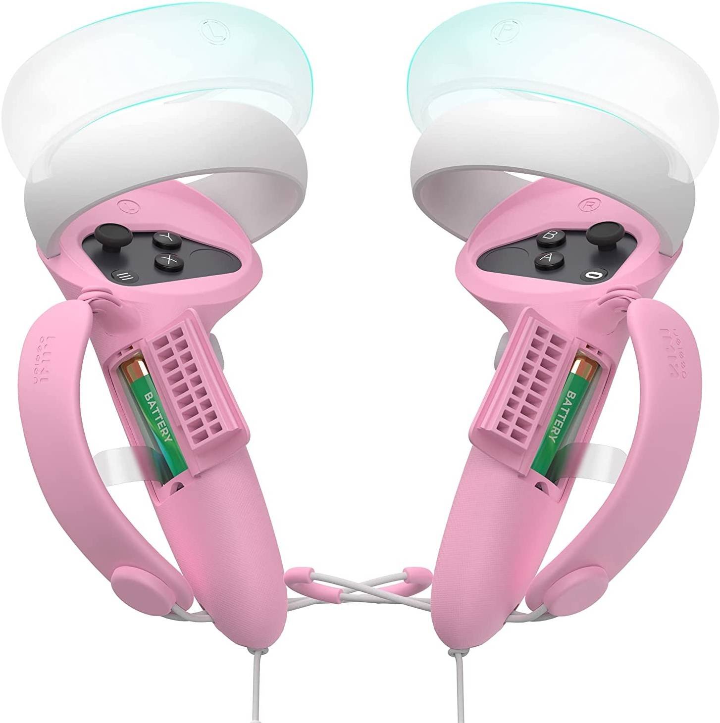 KIWI DESIGN CONTROLLER GRIPS COVER WITH ADJUSTABLE KNUCKLE STRAP AND BATTERY OPENING ADJUSTABLE PINK Q1 PRO 3 HJT-369