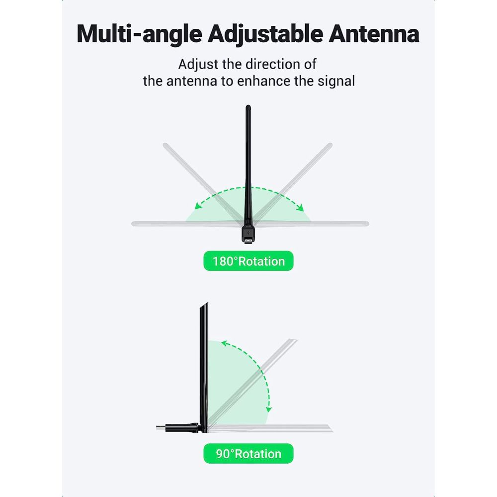 UGREEN AC650 HIGH GAIN DUAL BAND WIRELESS USB ADAPTER 90339 thumbnail 5