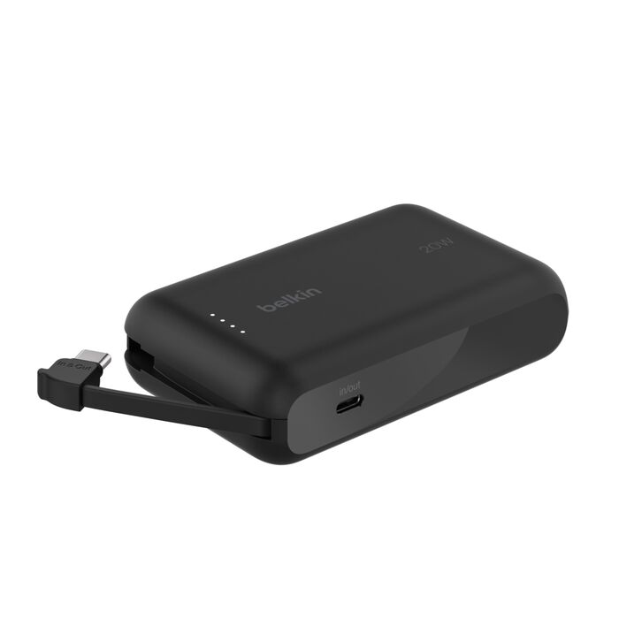 BELKIN BOOST CHARGE POWER BANK 10K WITH USB C INTEGRATED CABLE PD 20W BLACK BPB021HQBK