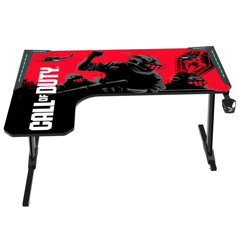 GameOn Phantom XL L-Shaped RGB Flowing Light Gaming Desk (Black/Red, COD-PHANTOMXL-L-01) - Stylish and Spacious Gaming Setup thumbnail 10