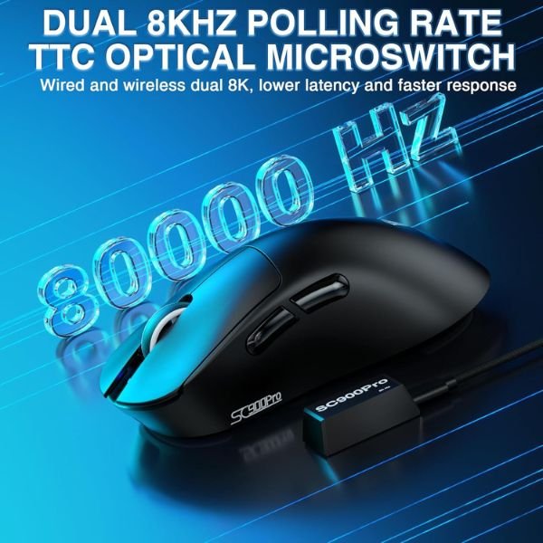 AULA ERGONOMIC TRI MODE WIRELESS GAMING MOUSE 26000 DPI WITH PAW3395 SENSOR SC900 PRO BLACK thumbnail 5