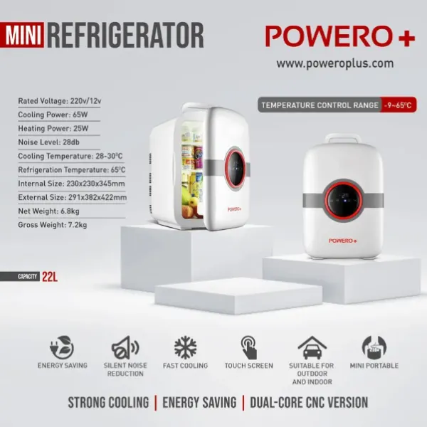 POWERO PLUS DUAL CORE MINI REFRIGRATOR 22L GRAY K22-2 thumbnail 6