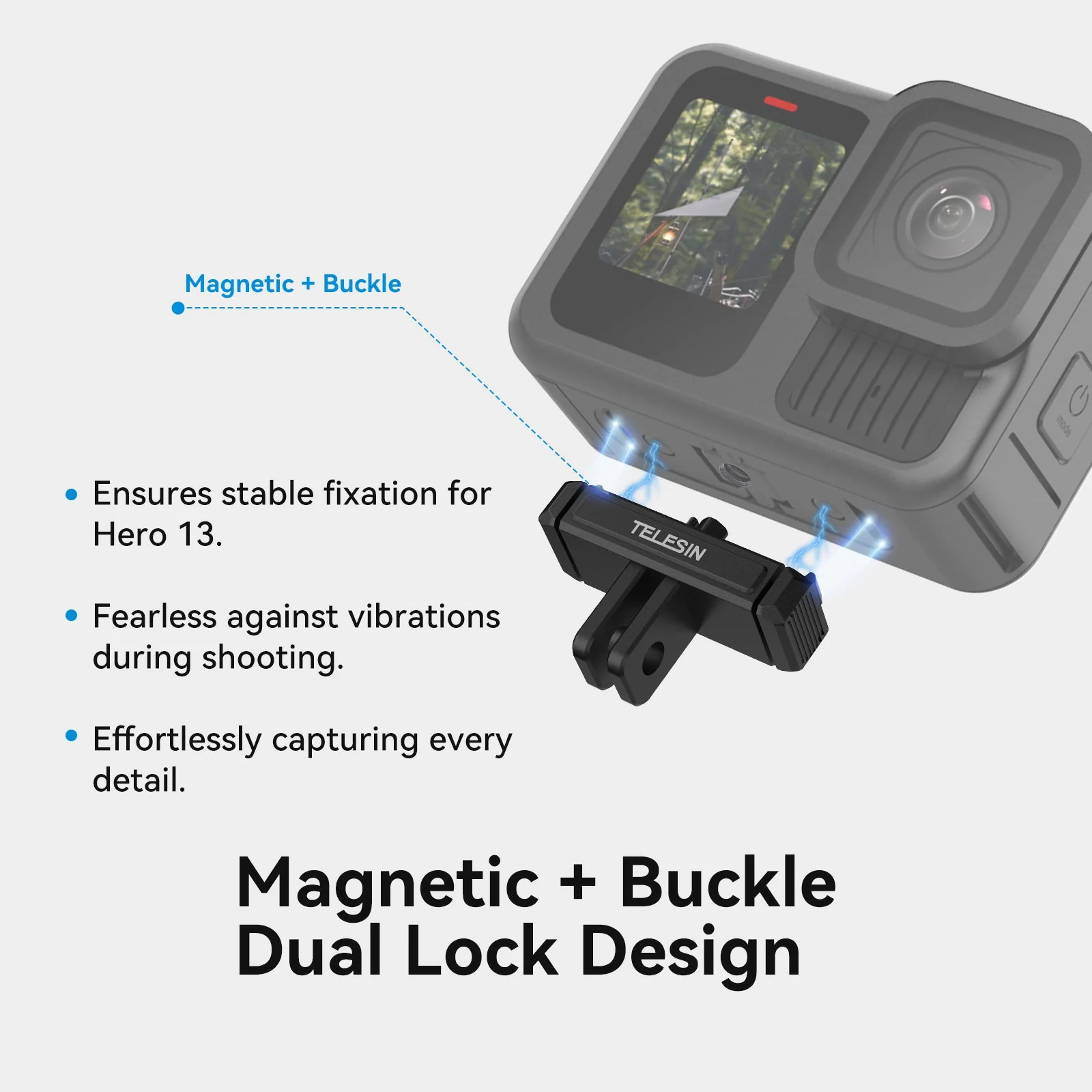 TELESIN GOPRO HERO 13 MAGNETIC RELEASE MOUNT S7-JBK-08-TGP thumbnail 6