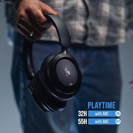 BLUPEBBLE OVER EAR FOLDABLE DIGITAL HYBRID NOISE CANCELLING HEADPHONES C90 BLUE BP-PAC90ANC-BL thumbnail 4