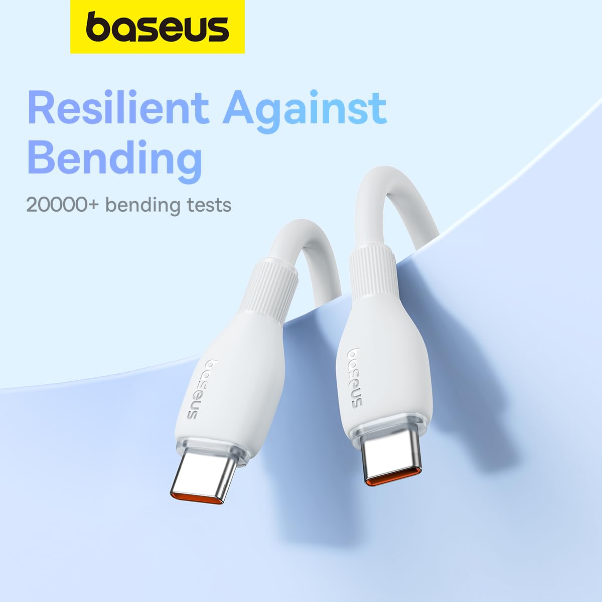 BASEUS PUDDING SERIES USB TO TYPE C 100W CABLE 2M WHITE thumbnail 4