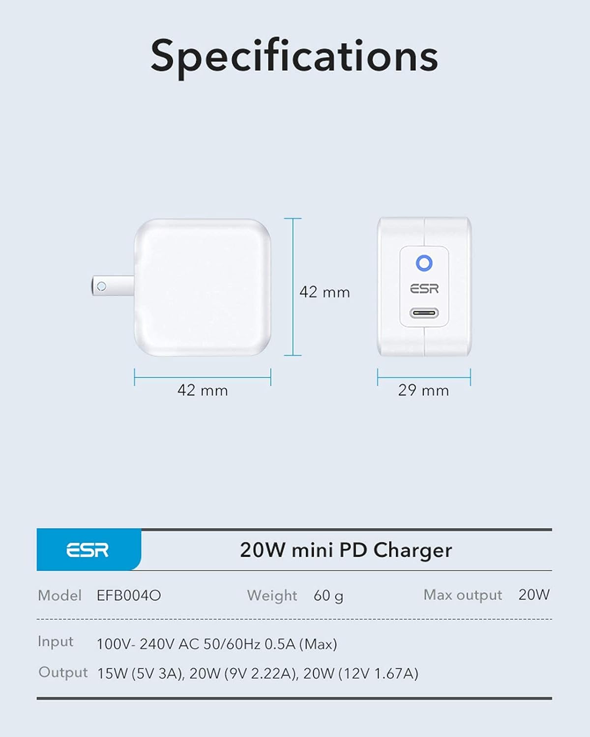 ESR 20W MINI PD CHARGER WITH TYPE C CABLE WHITE thumbnail 10